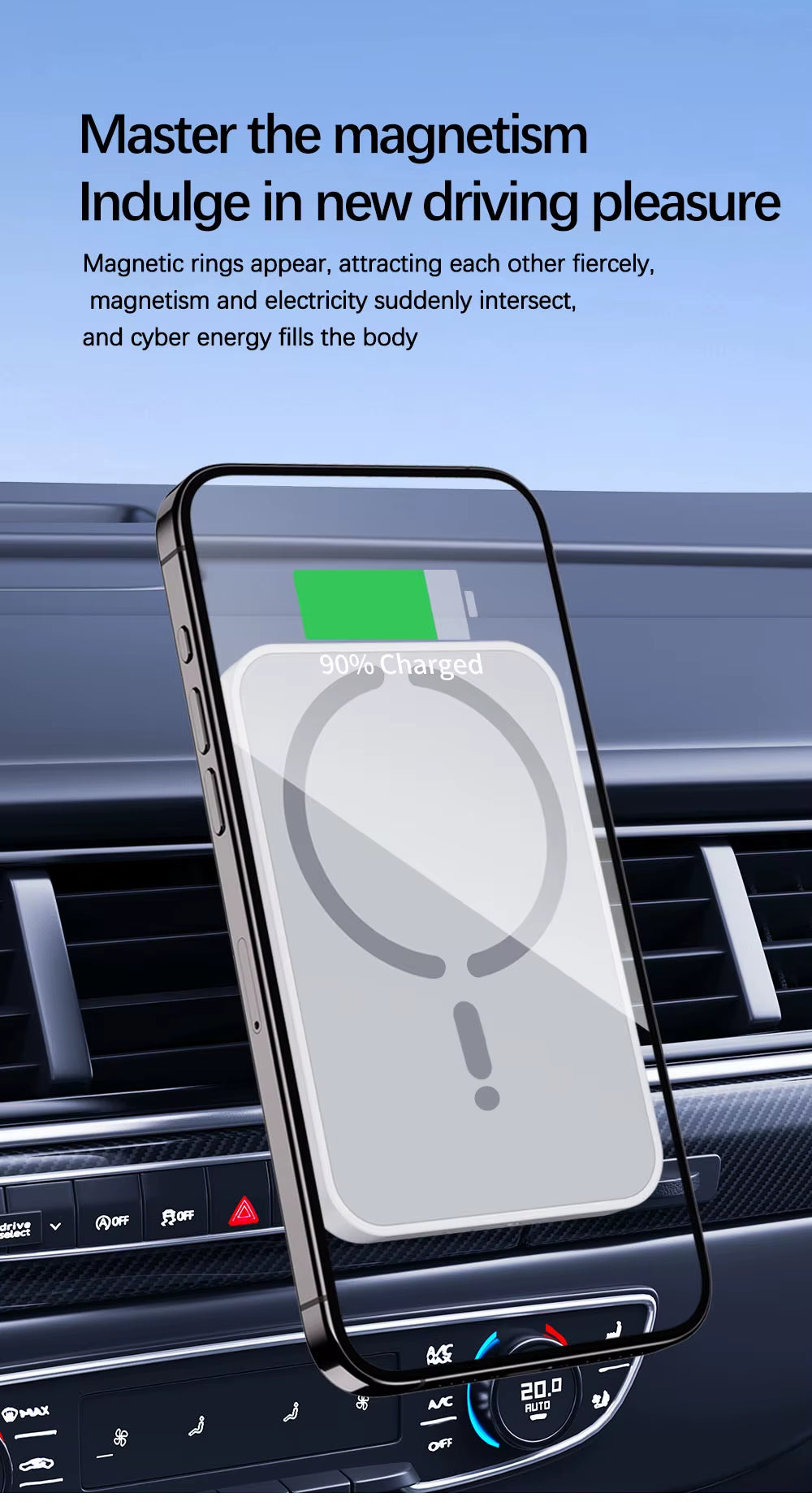 Compatibilité iPhone 12 13 14 15 16 Pro/Max, charge rapide MagSafe