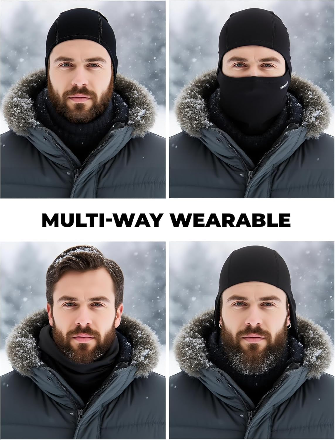 Cagoule hiver coupe-vent avec filtre pour protection du visage